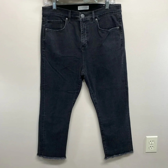 NWOT Loft made and loved High Waist Straight Crop Black Raw Hem Jeans 30/10 - Picture 1 of 16